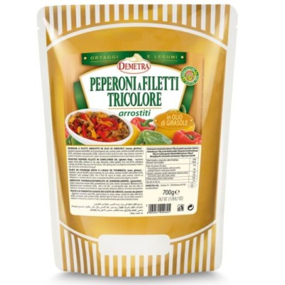 Roasted tricolor pepper fillets in sunflower oil, DEMETRA, 1,7 kg / 1,5 kg